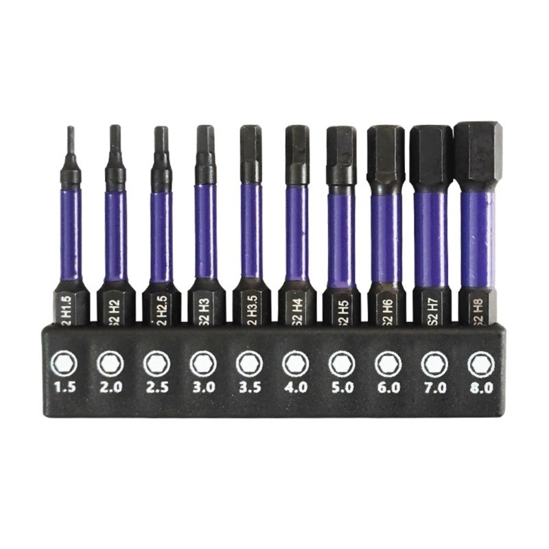 POP 10Pcs Impact Allen Screwdriver Bit Magnetic Hex Key Screwdriver Socket Set