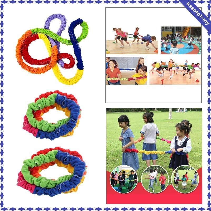 [KesotoafMY] Elastic Cooperative Stretchy Band Resistance Band Sensory Integration Training Toy Soft Multi Sizes for Outdoor Activities Kindergarten Kids