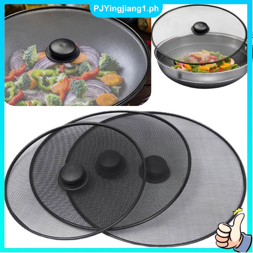 Oil Splash Proof Mesh Cover Black Grease Splatter Screen Frying Pan Lid Home Spill Proof Mesh Cover Splash Guard Splatter Screen