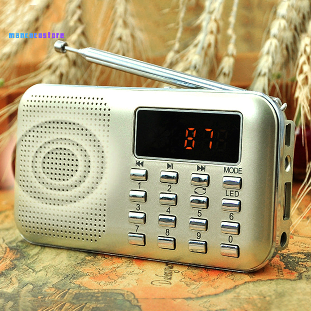 [MAN]Y-896 Digital Radio Rechargeable Flashlight Function 3W Mini Portable FM Radio with TF Card Slot for the Aged