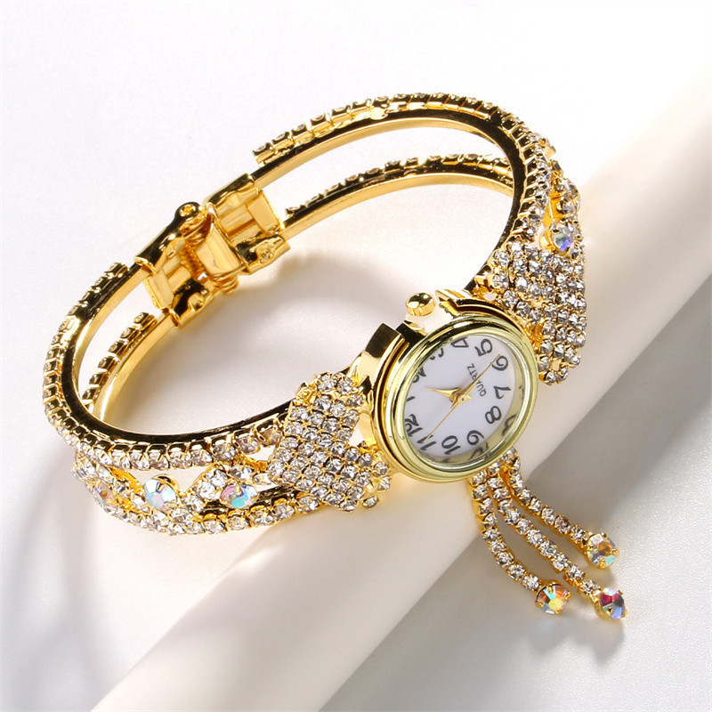 New European and American Diamond Heart Tassel Watch Trendy Water Diamond Bracelet High end Jewelry