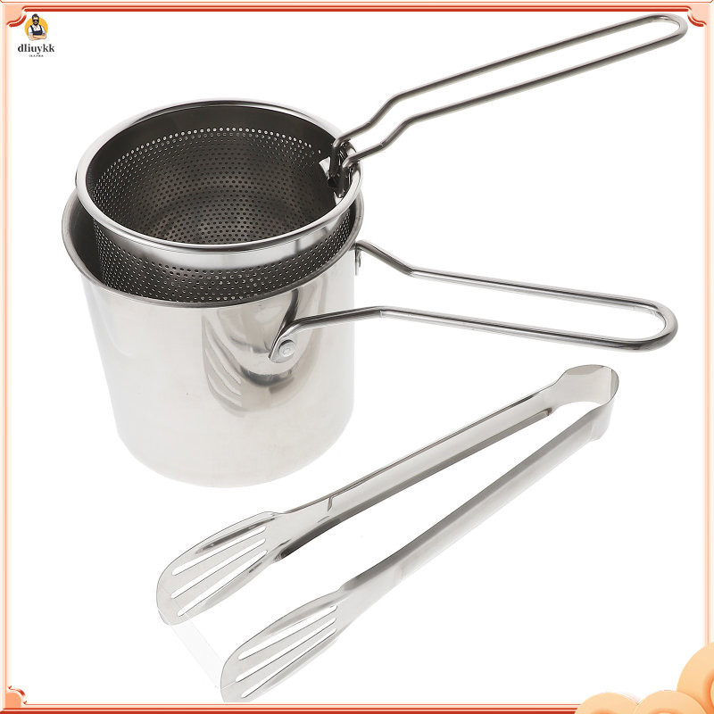 【Ready Stock】 Stainless Steel Fryer Mini Airfryer Griddle Portable Frying Pan Basket with Handle Cooking Stove Turkey Deep Pot Household dliuykk