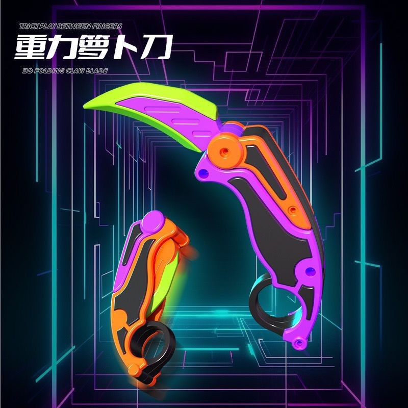 【Ready Stock】 Local Kids carrot knife Fidget Toys 3D Gravity Ninja knife Folding Decompression Toys