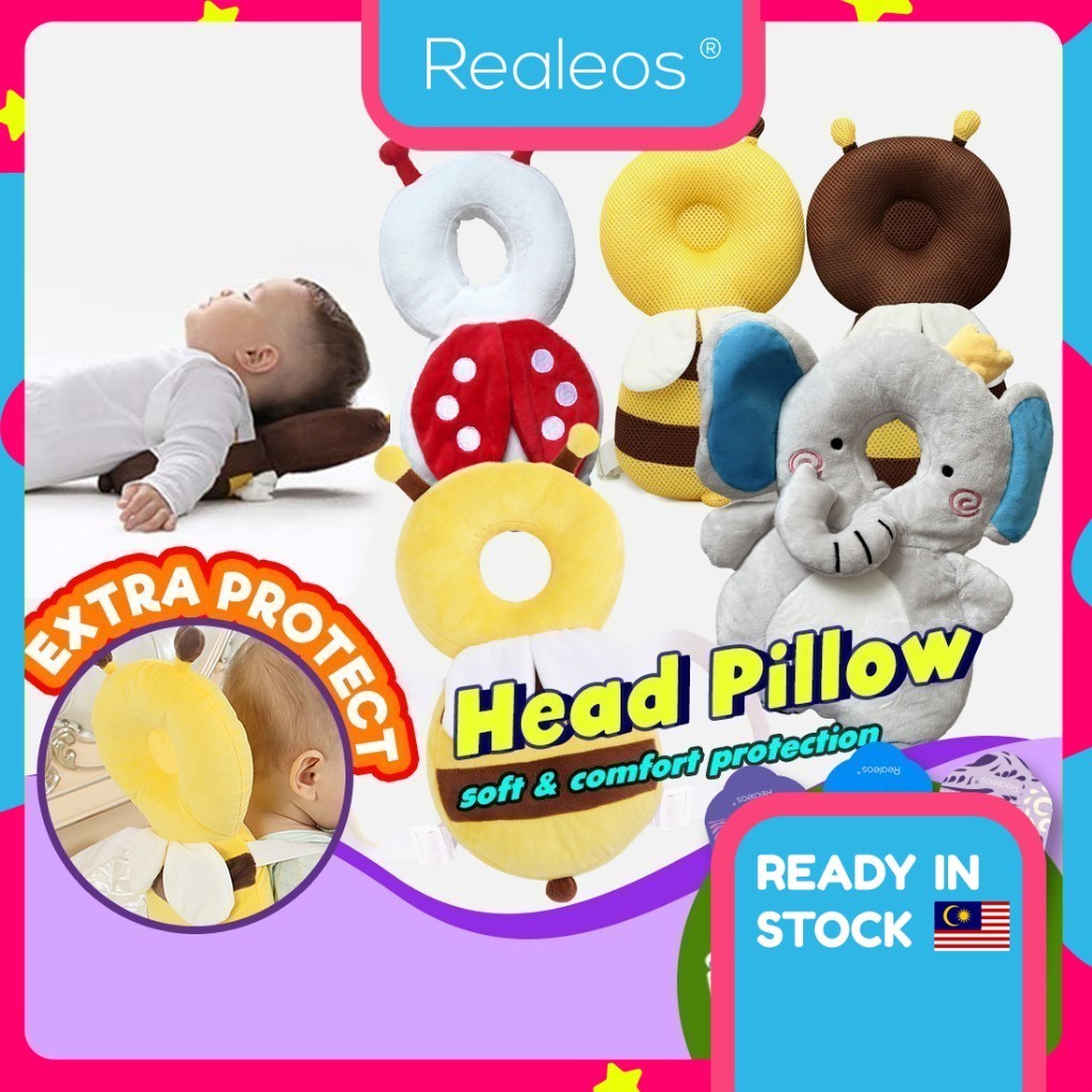 Realeos Baby Head Protection Bee Elephant Neck Pillow Toddler Pad Cushion Safety Learn Walk Fall Bantal Kepala Walking