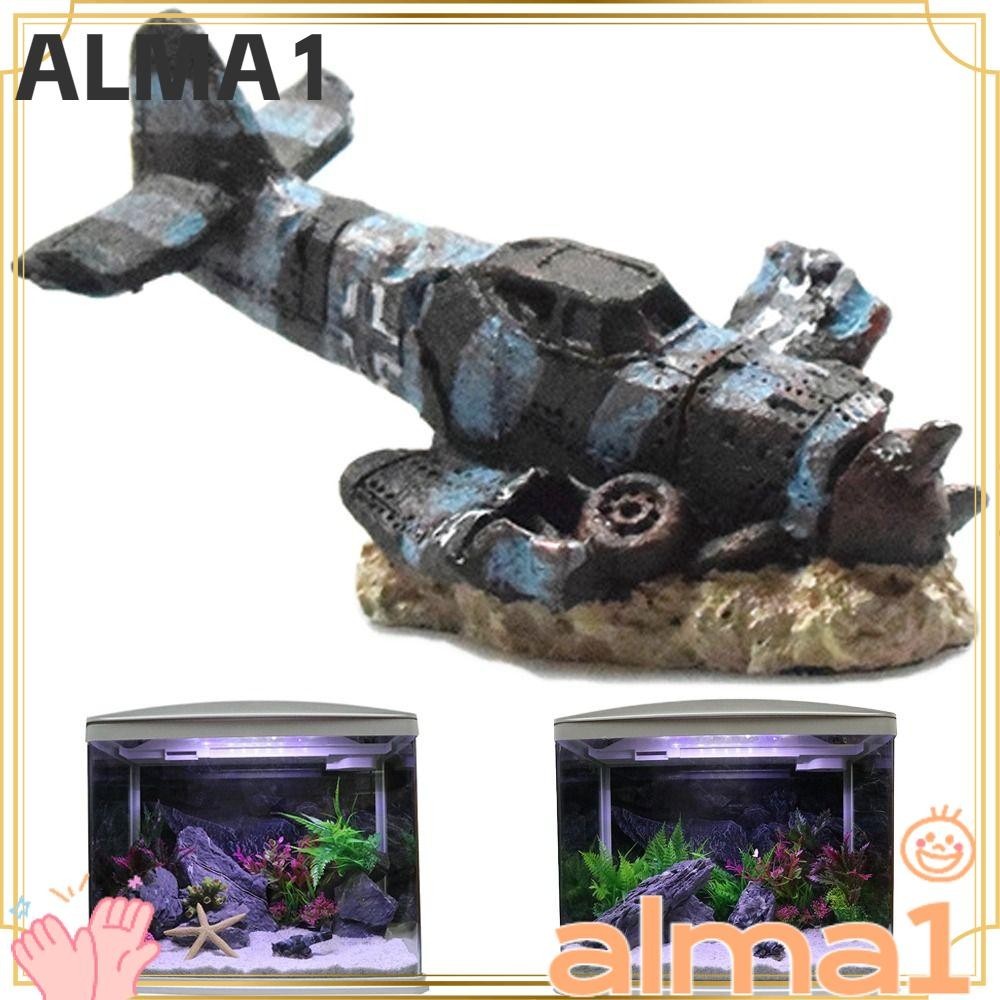 ALA Fish Tank Decorations, Landscape Making Craft Airplane Wreck Aquarium Ornament, Gift Eco-Friendly Landscaping Miniature Mini Plane Wreckage Figurine Aquarium