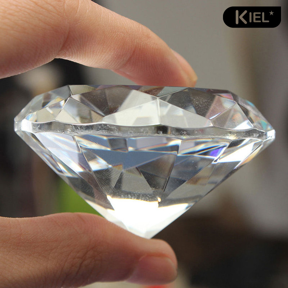 [KL]40mm Clear Paperweight Faceted Cut Glass Giant Artificial Diamond Jewelry Decor