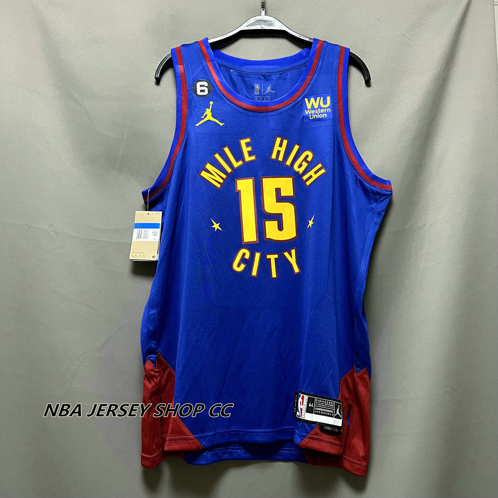 2022-23 Men's New Original NBA Denver Nuggets #15 Nikola Jokic Statement Edition Jersey Blue Swingman Heat-pressed S S