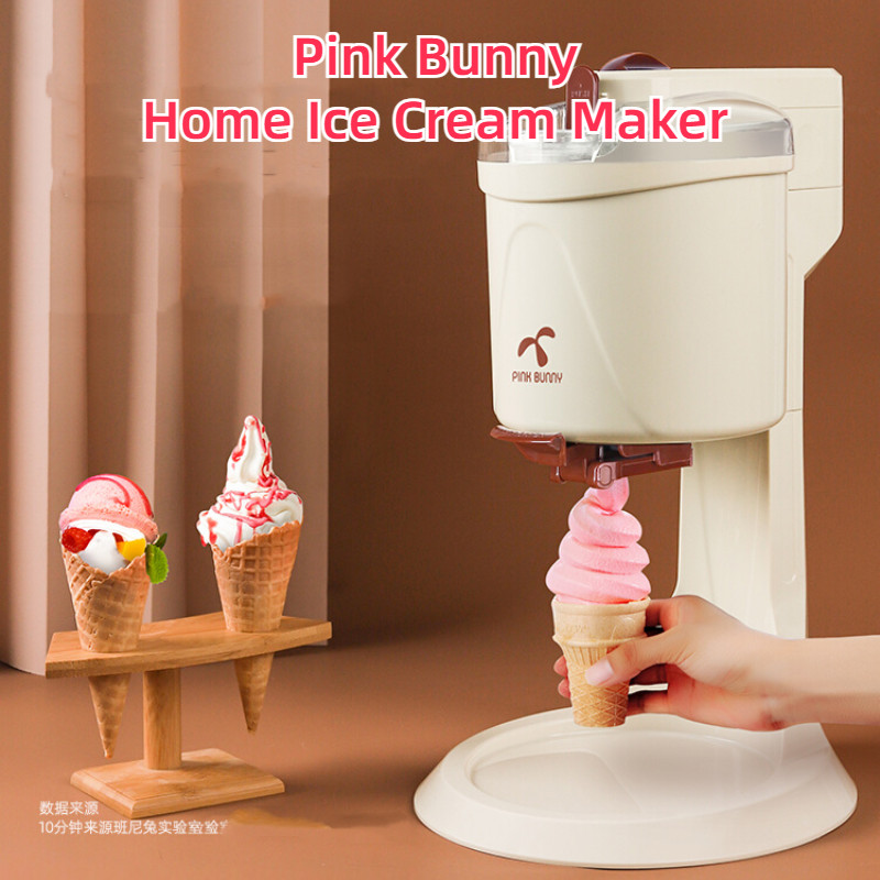 Pink Bunny Fully Automatic Ice Cream Machine 1L Household Small Ice cream maker Cone Machine Ice Cream Machine Children Homemade Ice Cream Machine gift icicle making machine