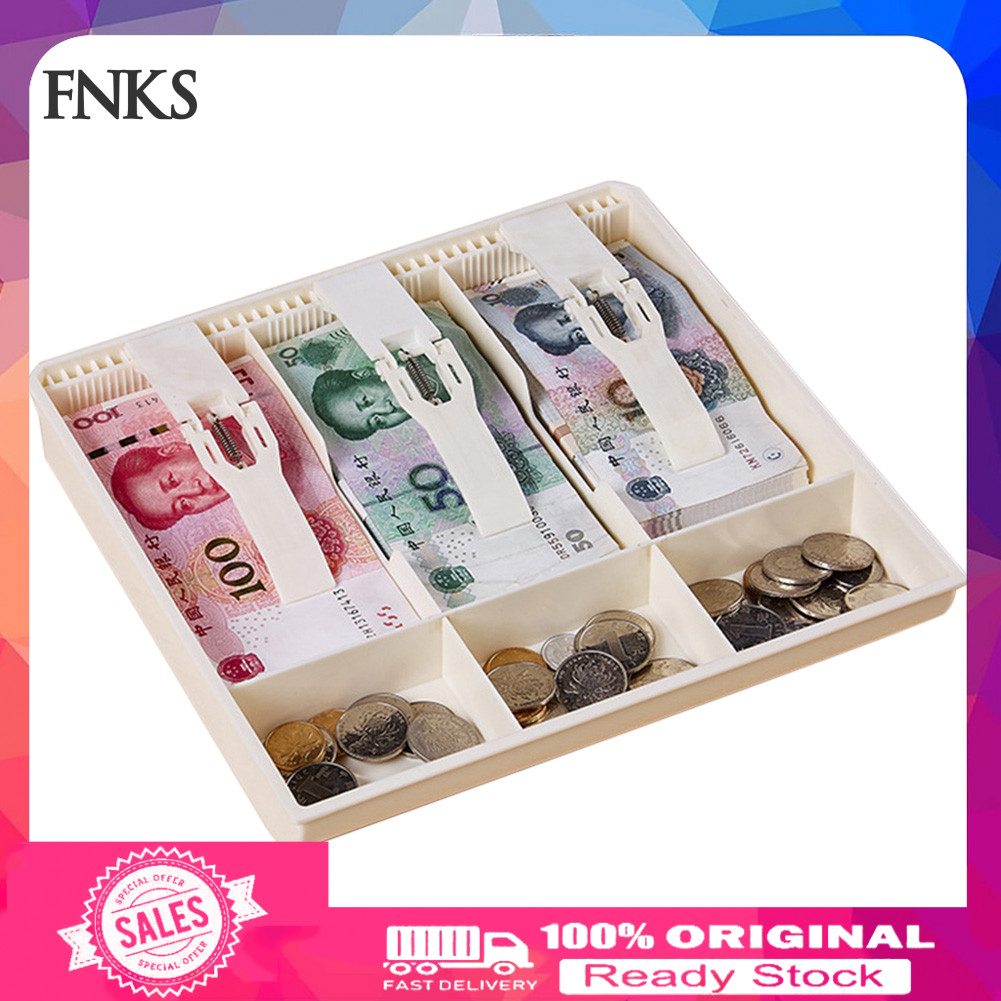 [Ready stock] 3 Grid Money Cash Coin Register Cashier Box Insert Tray Storage Drawer Organizer