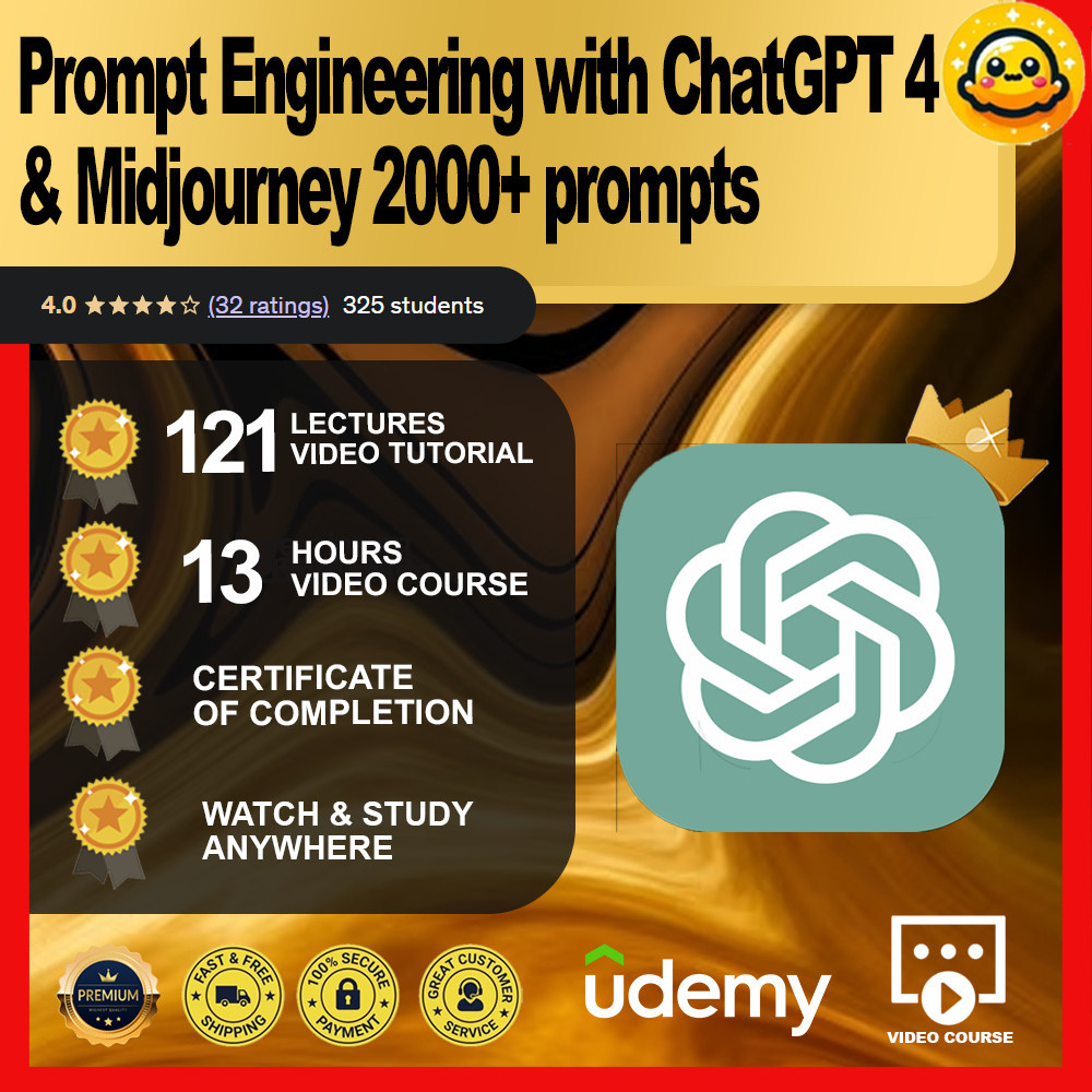 [Video Course] Prompt Engineering with ChatGPT 4 & Midjourney 2000+ prompts