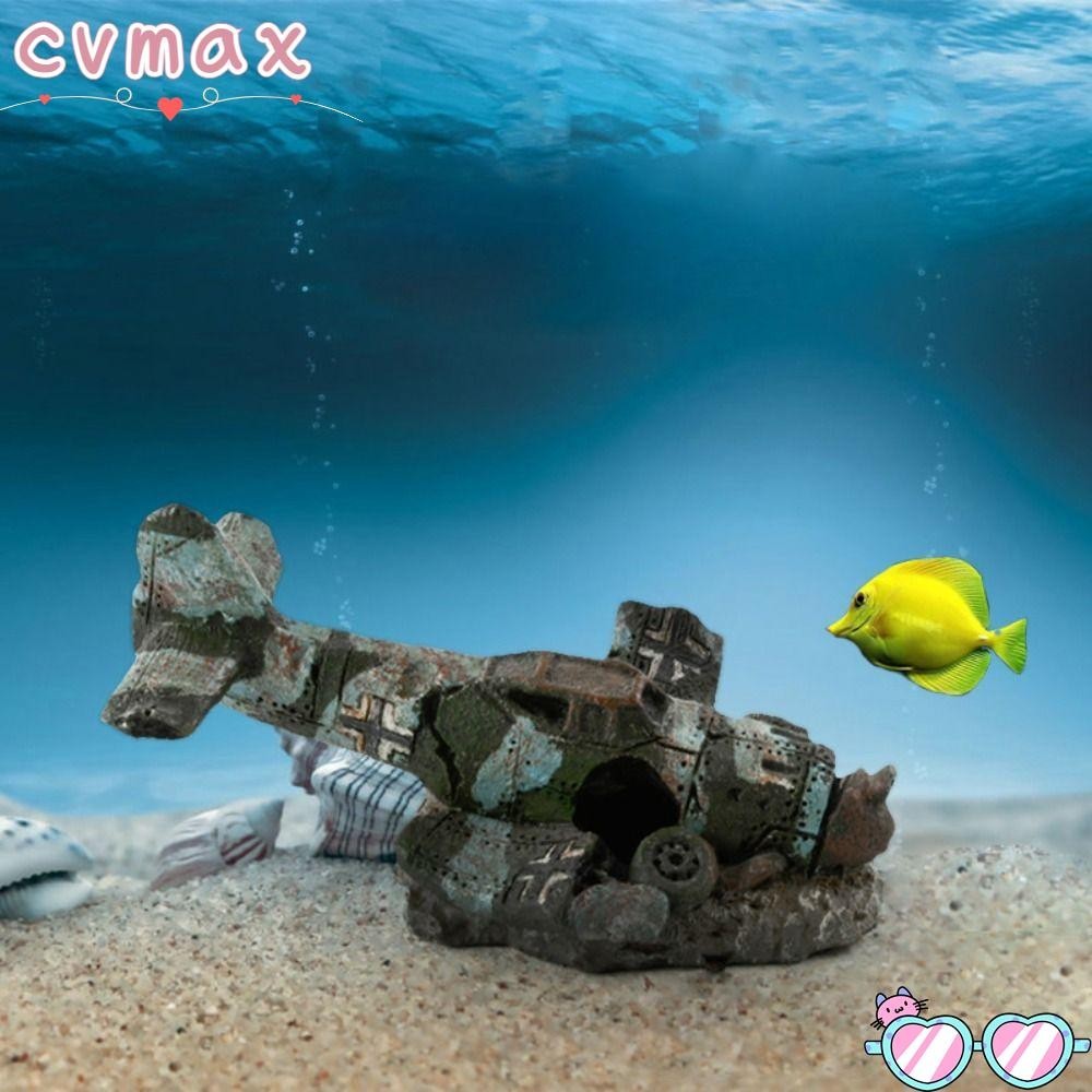 CYMX Fish Tank Decorations, Miniature Resin Airplane Wreck Aquarium Ornament, Gift Eco-Friendly Landscape Making Craft Mini Plane Wreckage Figurine Aquarium