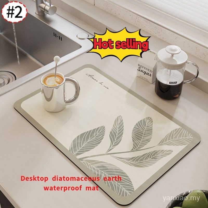 Kitchen Drain Mat Diatom Mud Absorbent Mat Countertop Dishwasher Waterproof Mat Washbasin Bar Desktop Water Control Placemat Drain Mat Kitchen Countertop Anti @