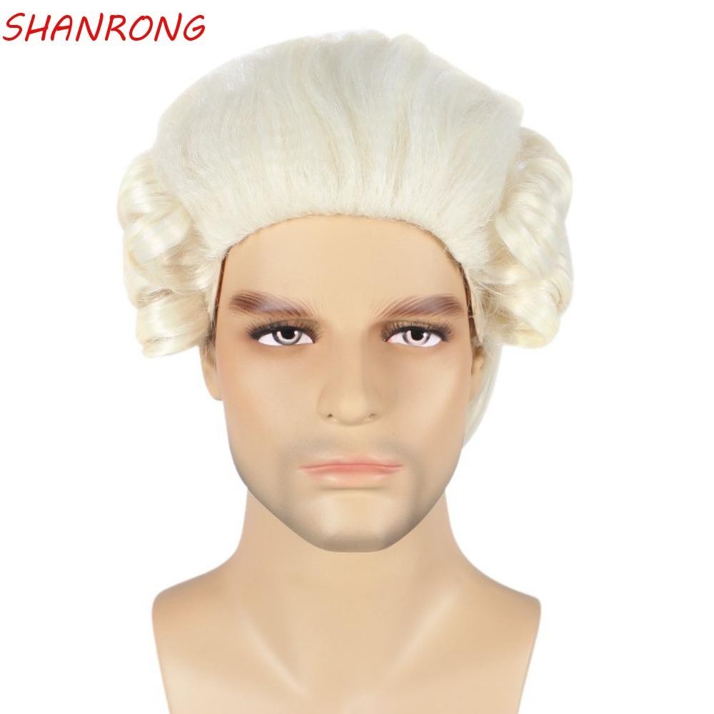 SHANRONG Lawyer Judge Wig, Deluxe Male Wigs Baroque Cosplay Curly Wig, Wigs Accessory Black Halloween White Men Costume Wigs Costume Party