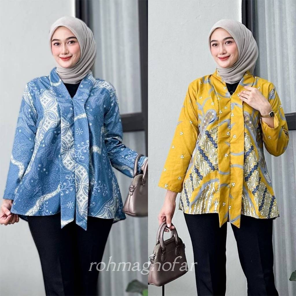 Irma Modern Women's Batik Kebaya Long Sleeve Puffy Batik Blouse Modern Women's Work Clothes