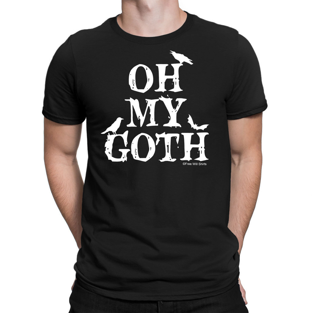 Mens Organic Cotton T-Shirt Oh My Goth Dark Birds Gothic Black Clothing Novelty