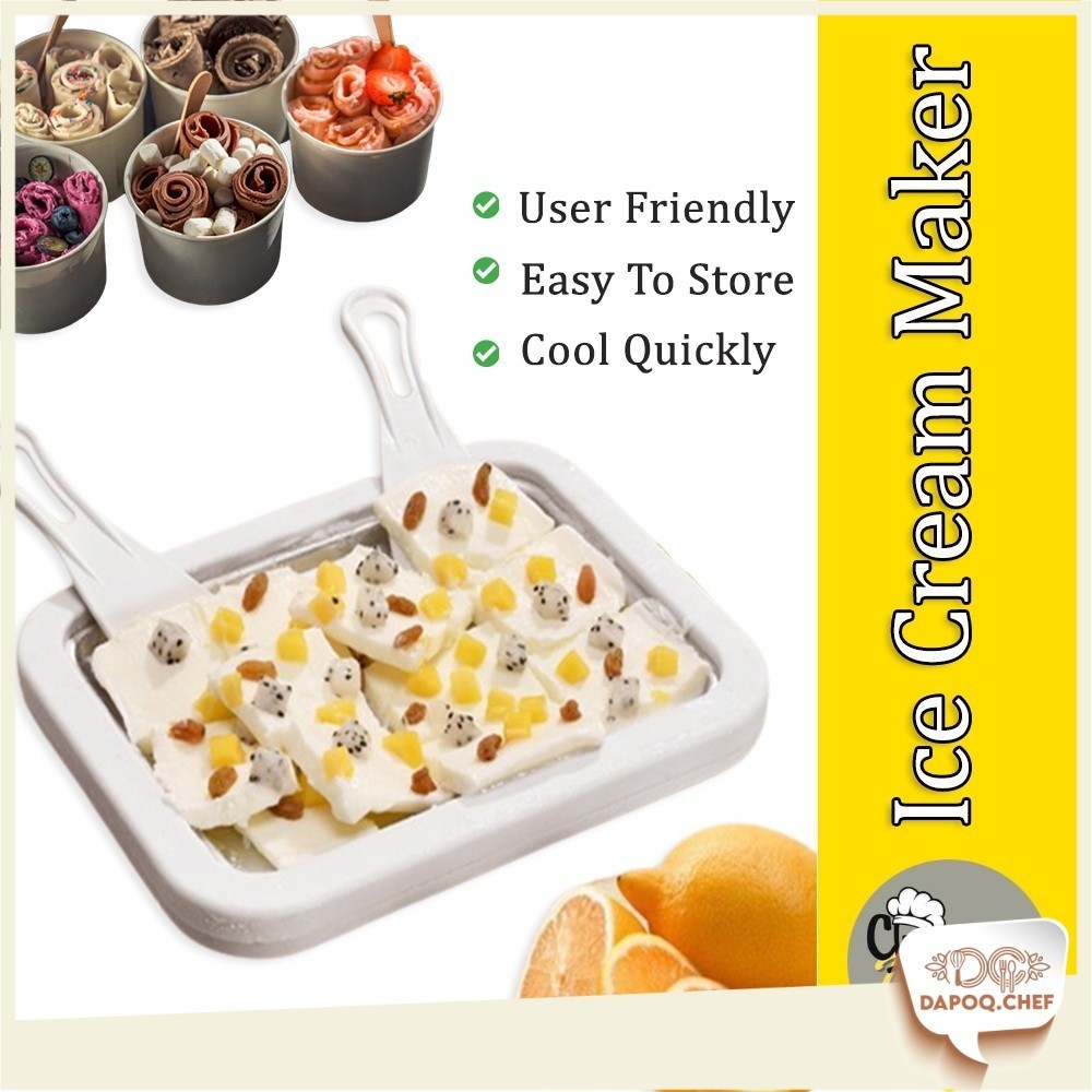 DC Mini Fried Ice Cream Roll Maker Machine No Electric DIY Freezer Homemade Yogurt Milk Instant Pan - Mesin Ais Krim