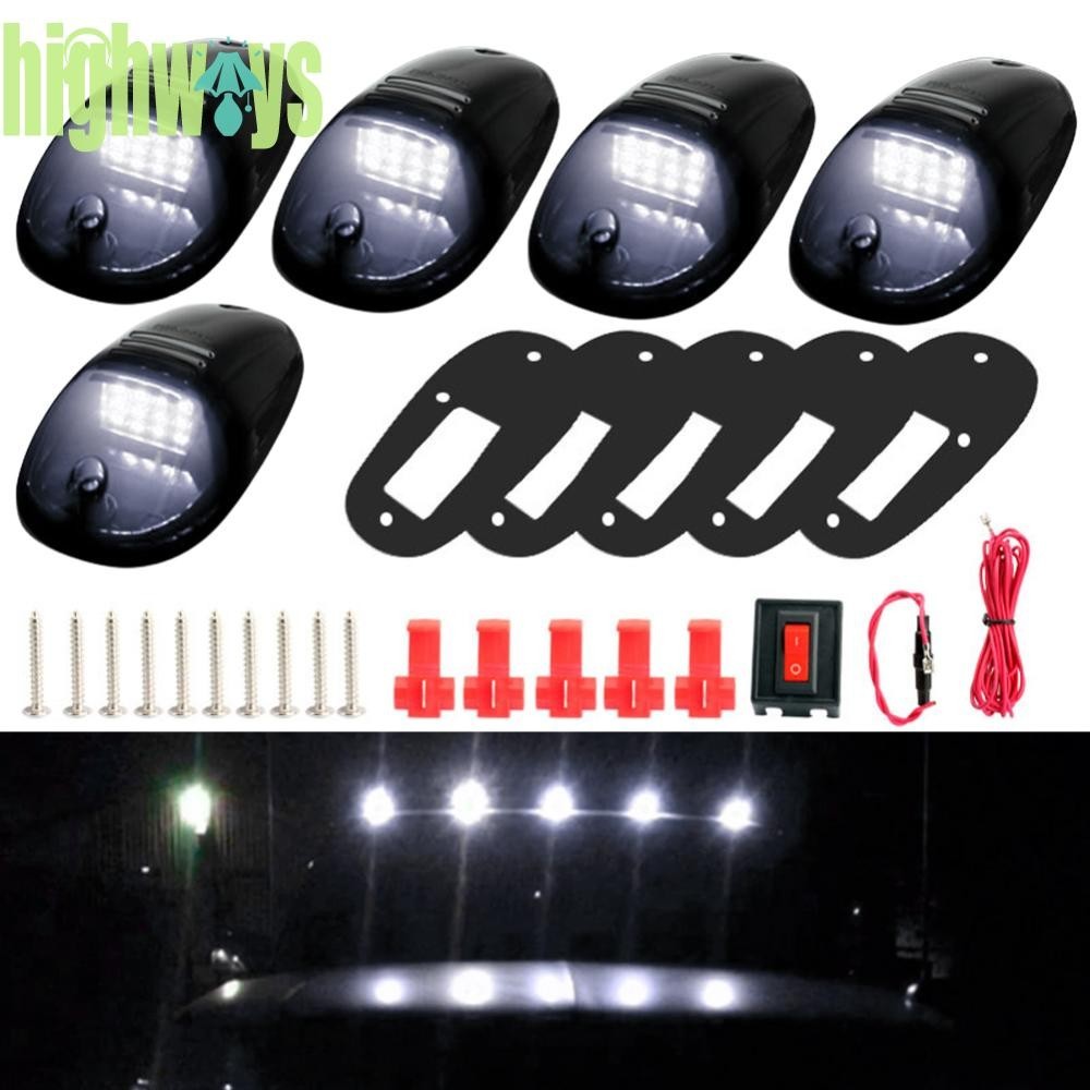 5Pcs Cab Roof Clearance Marker Lamp 6000K Amber White LED Cab Roof Running Light [highways.my]