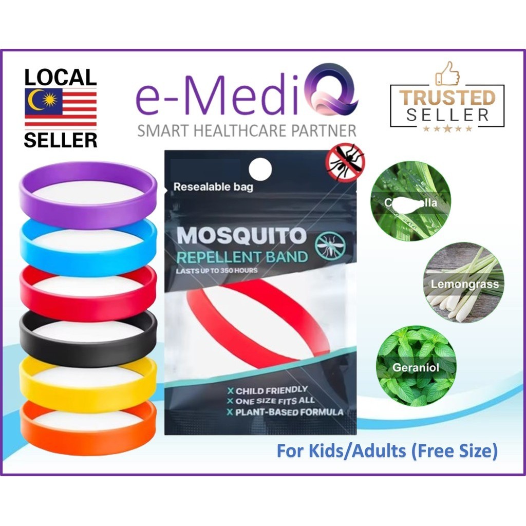 Anti Nyamuk Mosquito Repellent Bracelets (Flat) DEET-Free | Waterproof Eco-Friendly, Non Toxic ,儿童无毒防蚊贴, For Kids/Adults