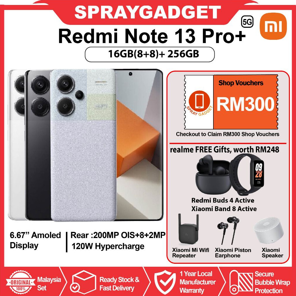 Redmi Note 13 Pro+ 5G / Note 13 Pro 5G (8+256GB l 12+512GB) 200MP OIS Camera 🎁Xiaomi Malaysia Warranty