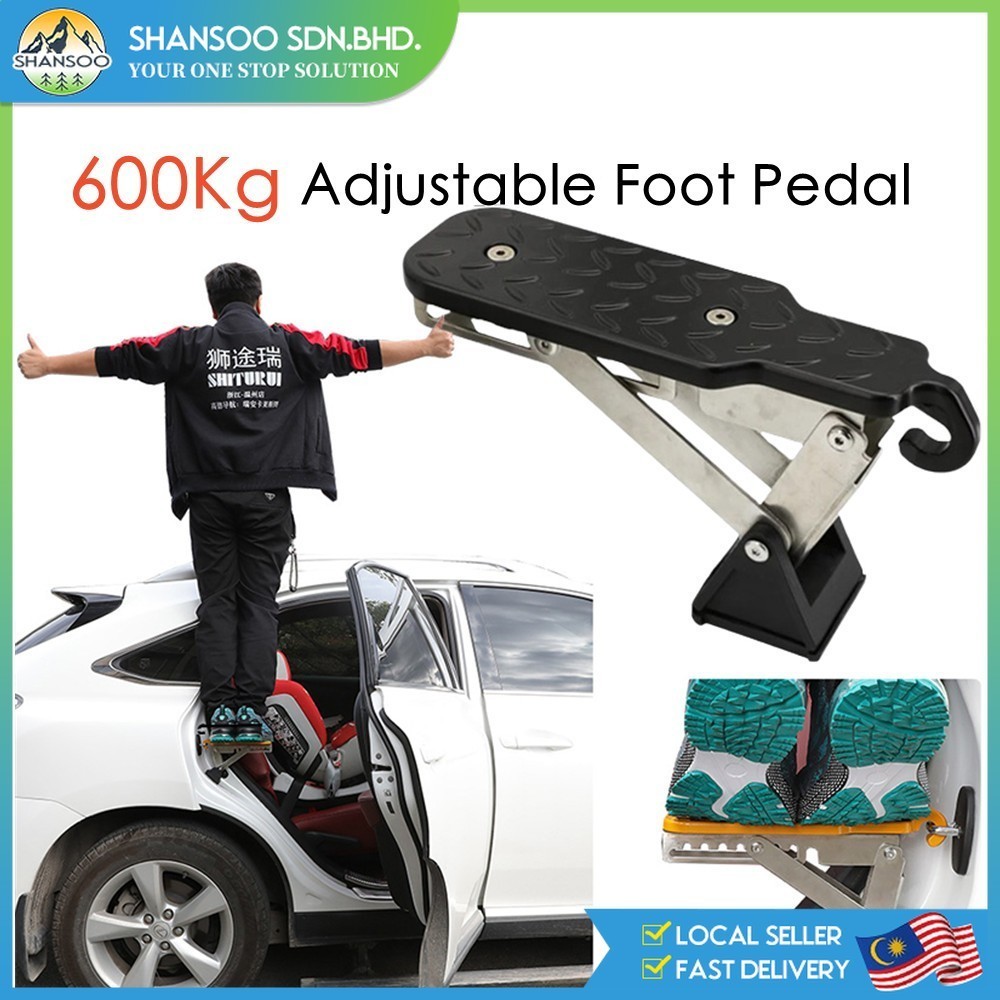 Adjustable Enlarged Car Door Step Folding Ladder Universal Fit Car Roof Rack Step Latch Hook Foot Pedal Safety Hammer