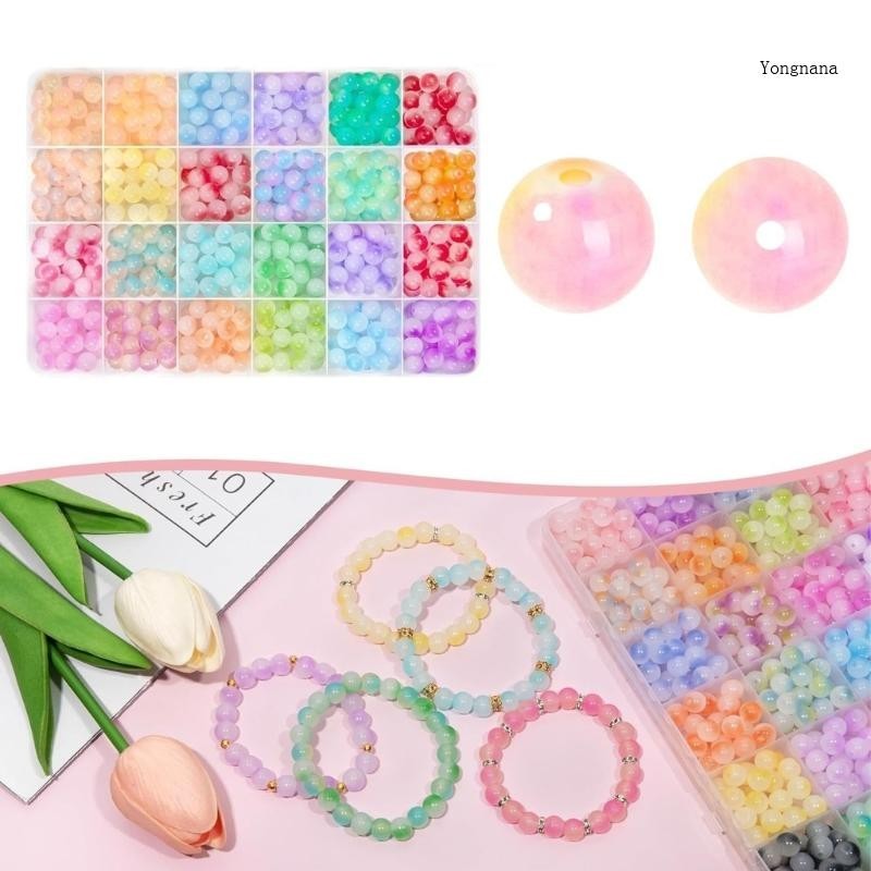 【CH*】 Assorted Jewelry Beads Glass Beading Assortment for Artisans Colorful Beads