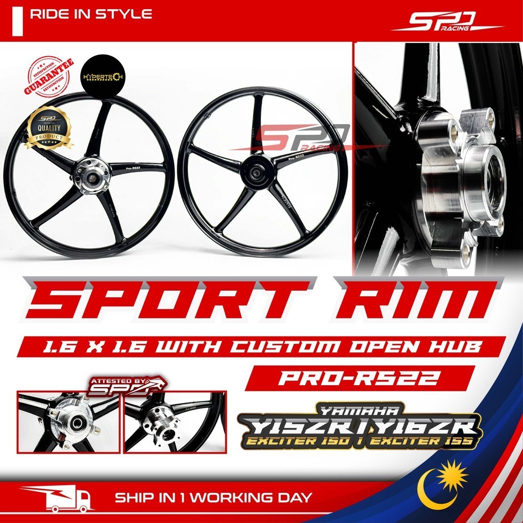 Y15 16 Sport Rim I 1.6 X 1.6 With Custom Open Hub I PRO R522 I Hypertech For YAMAHA Y15ZR Y16ZR I EXCITER 150 155