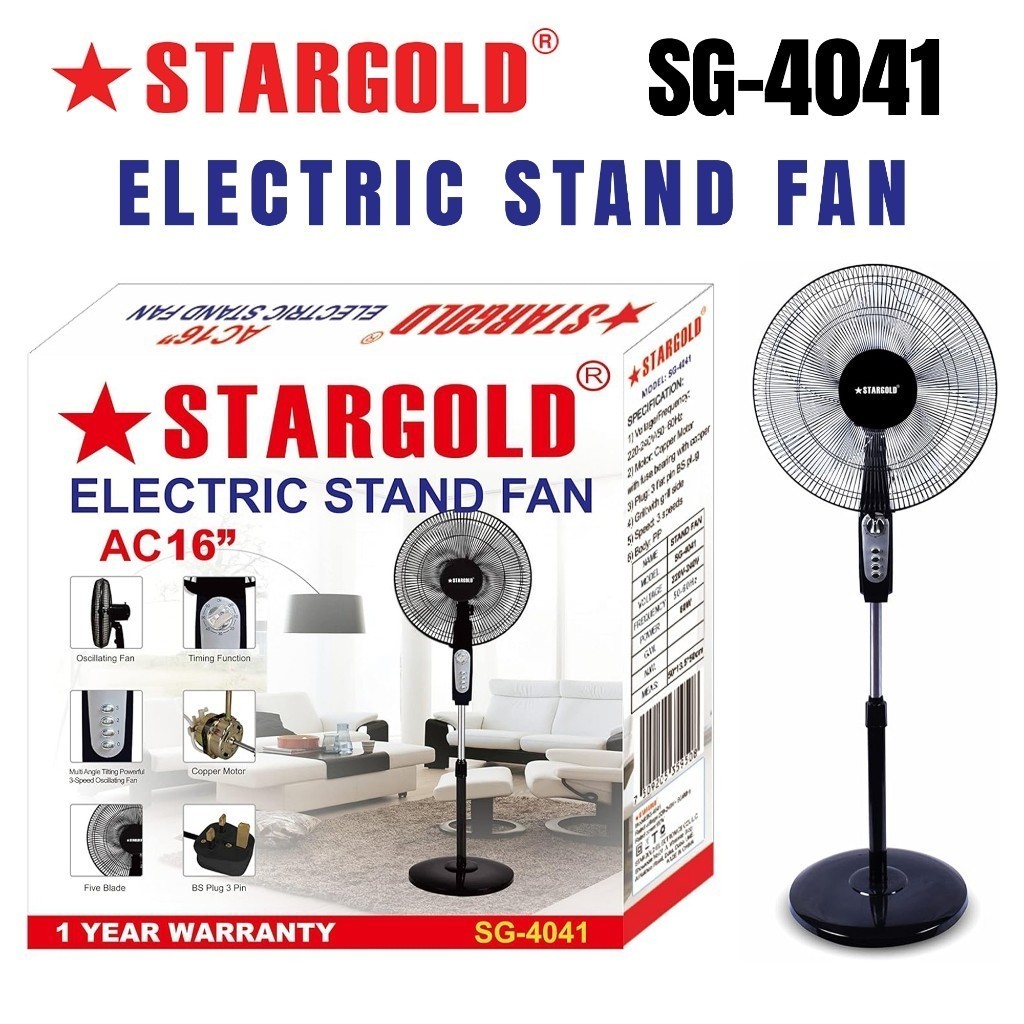 Electric Fan | Portable | SG-4041 | Table Fan 16 Inch | Oscillating Fan | 5 Blades | Premium Quality