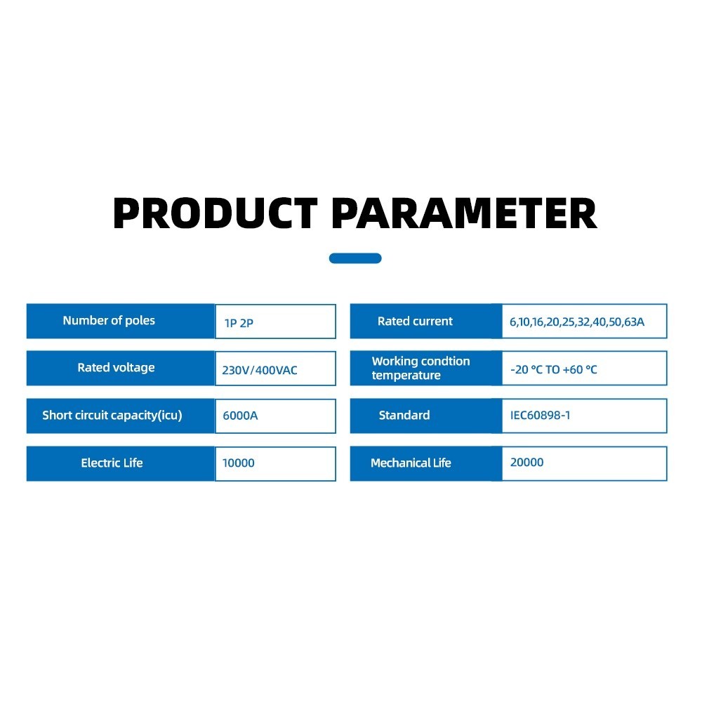 Multi Quality TAXNELE AC MCB 1P 2P 3P 4P 230V 400V 6KA Mini Circuit breaker Air Switch 6A 10A 16A 20A 32A 40A 50A 63A... - Image 4