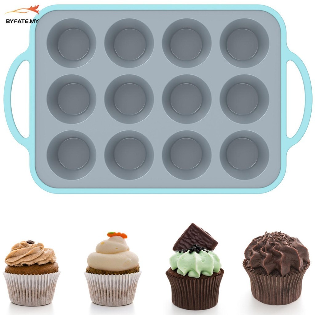 Silicone Muffin Pan 12-Cavity Mini Cupcake Pan Stackable Muffin Baking Mold Non-Stick Muffin Baking Tray Dishwasher Safe Cupcake Baking Tin Temperature Resistant SHOPSKC7764