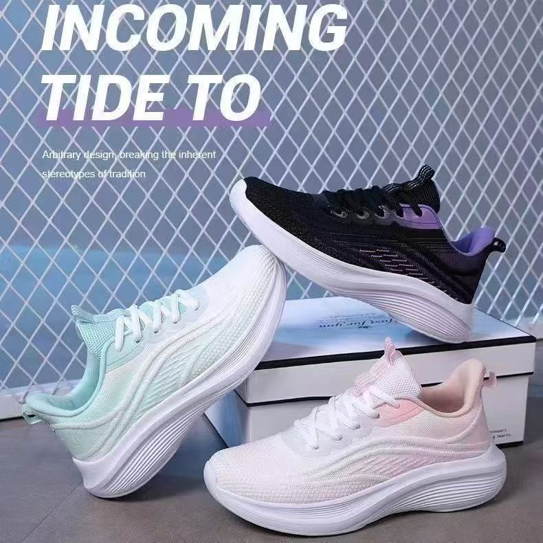 New Style Breathable Knitted Ladies Sports Shoes, Casual All-Match Soft Sole High Elastic Mesh Lightweight Running Shoes