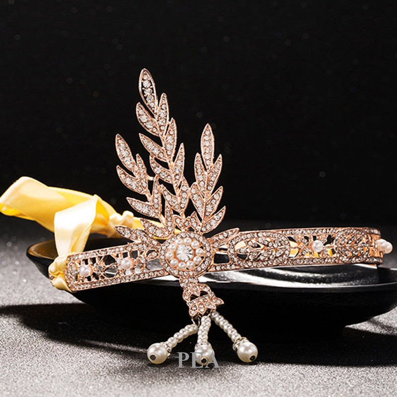 PEA Metme Flapper Headband Bling Rhinestone Pearl Wedding Headpiece 1920s Gatsby Themes Party Accessoires