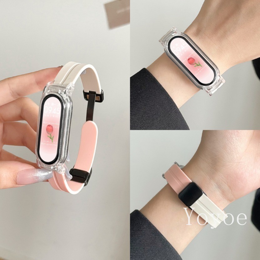 Magnetic Strap For Xiaomi Band 10 9 8 7 NFC Metal Bracelet for MiBand 8 Strap Replacement Sport Wristband Correa Silicone Bracelet 6 5 4 3