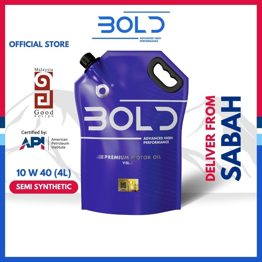 [Sabah] Bold 10w40 3L 4L Semi Synthetic SP Engine Oil Car Lubricant 10w-40 Minyak Hitam Enjin Kereta Proton Toyota Honda