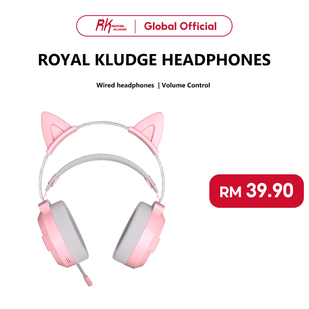 Royal Kludge RK computer cute led rgb wired gamer cat ear gaming headset with microphone headphones