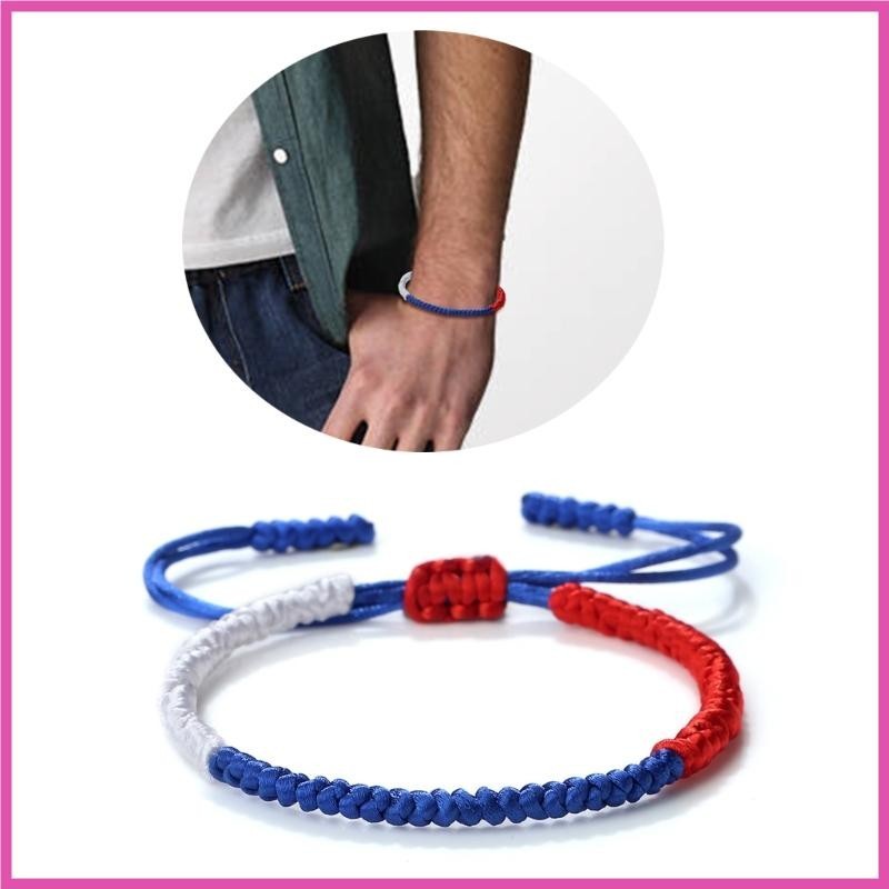 INF Supportive Bracelet Flag Color Braided Handchain Decoration National Flag Colored Bangle Unisex Woven Ornament