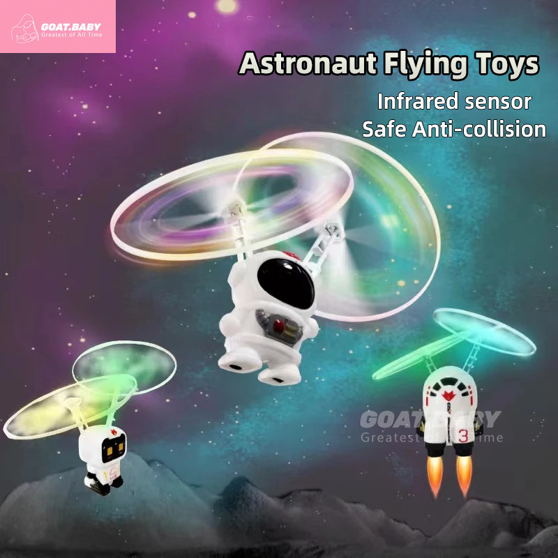 Spaceman Robot Flying Toys for Kids Astronaut Induction Magic Ball RGB Light 360° Rotating Boomerang Ufo Gifts for Boys Girls Drone Murah Kapal Terbang Mainan Budak Lelaki 儿童飞行飞机玩具悬浮太空人