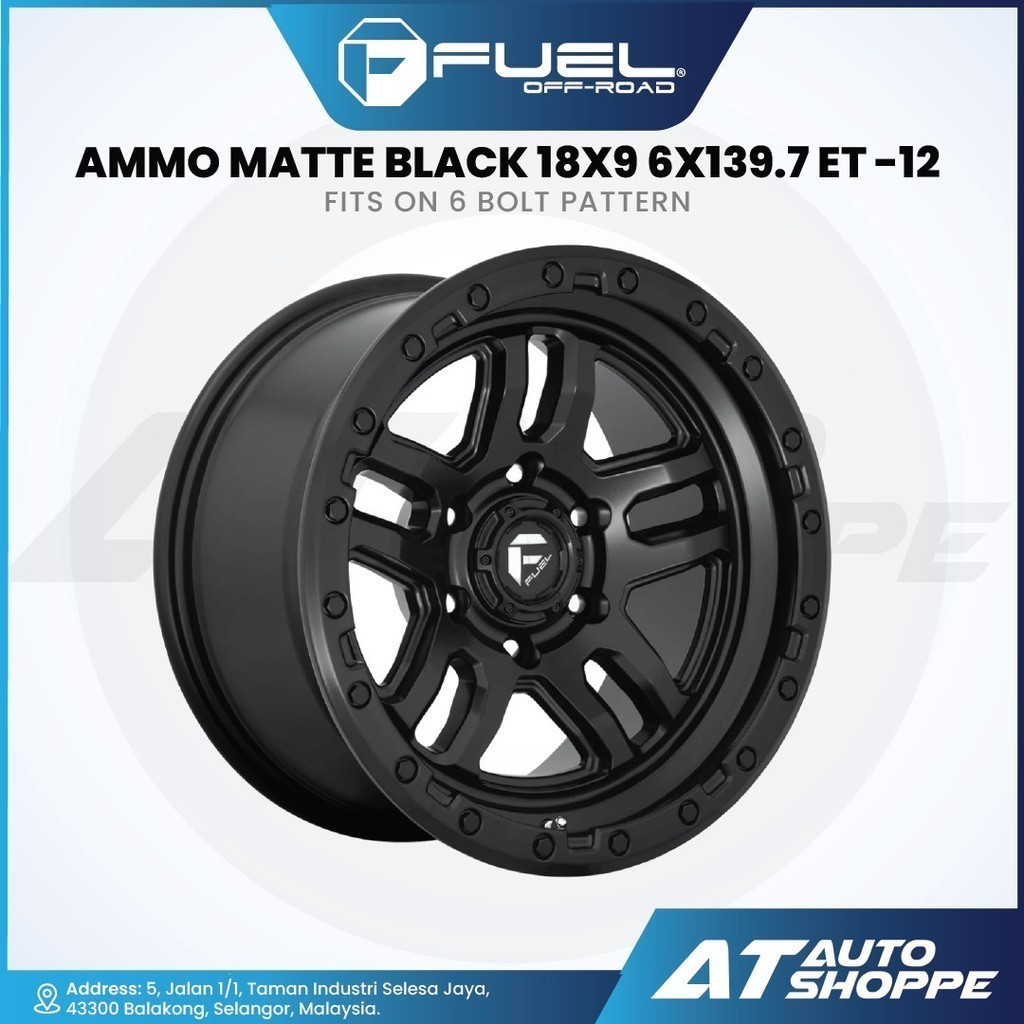 Fuel Offroad Ammo - Matte Black 18x9 -12 6x139.7 (1 Piece)