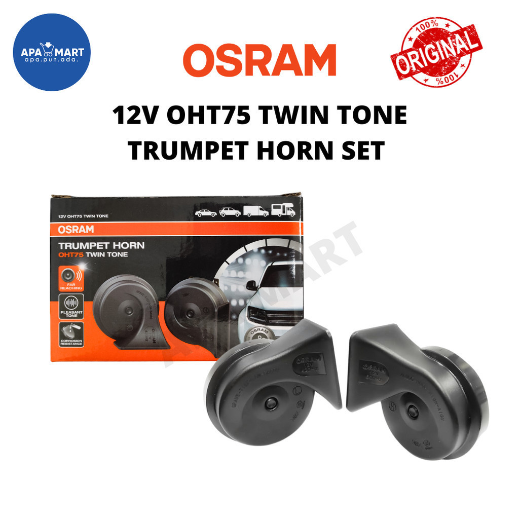 OSRAM Premier 12V OHT75 Twin Tone Trumpet Car Horn Set 2pcs/Set Osram Horn Kereta Hon Kereta Kuat Bunyi