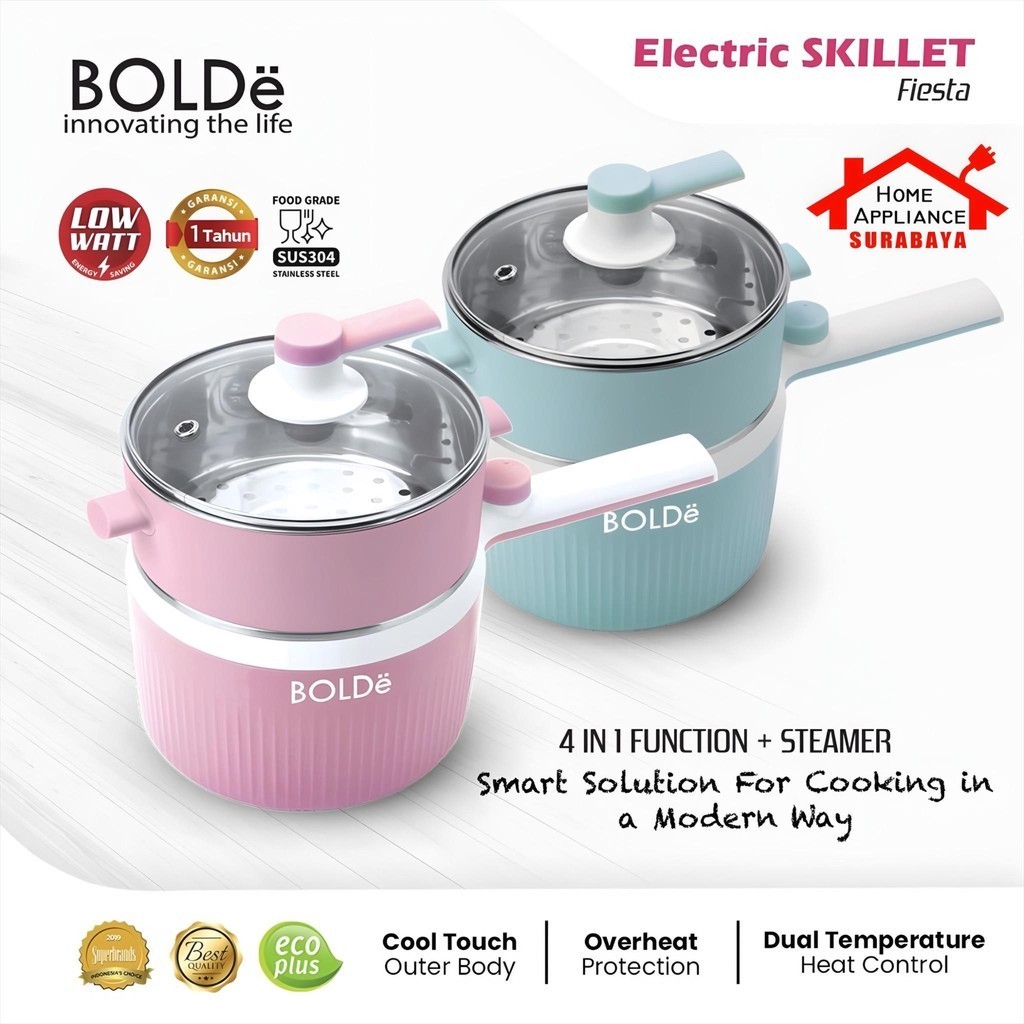 Bolde Electric Steamer Skillet FIESTA - 1.2 Liter Multipurpose Electric Steamer Pan