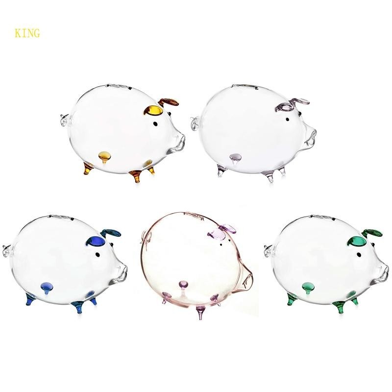 （High discounts）royalking.my Pig Piggy Bank Money Boxes Coin Saving Box Cute Transparent Glass Souvenir Birth