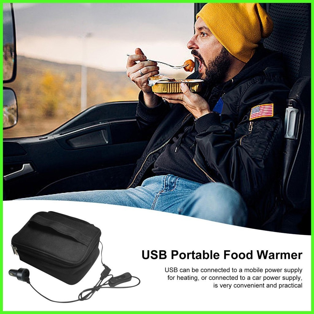 USB Food Warmer Bag Insulated Lunch Box Hot Lunch Container For Various Foods Car Lunch Bag 2-in-1 Heated And chunnimmy