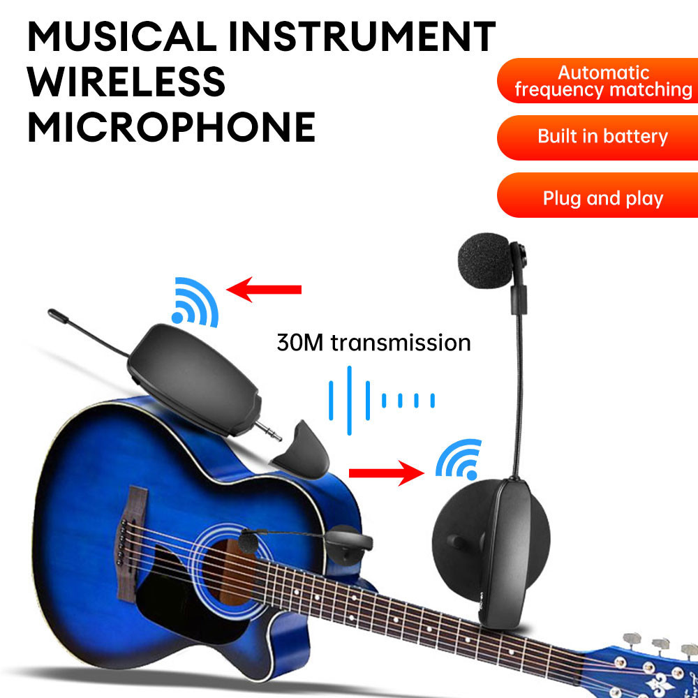 UHF Wireless Microphone Violin Wireless Microphone Musical Instrument Microphone Stage Performance Audio for Guitar Violin