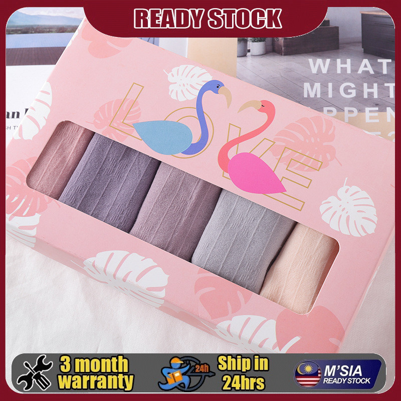 High/Middle Waist Women Panties Underwear Lunch Box 5 Pcs Panties Set Spandex Cotton Ladies Seluar Dalam Wanita