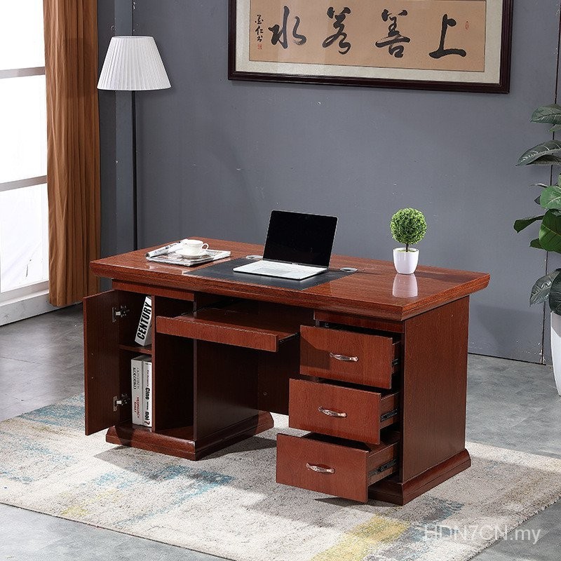 Desk Veneer Single Writing Desktop Staff Paint Political Enterprise Boss Desk with Lock with Drawer Financial Computer Desk