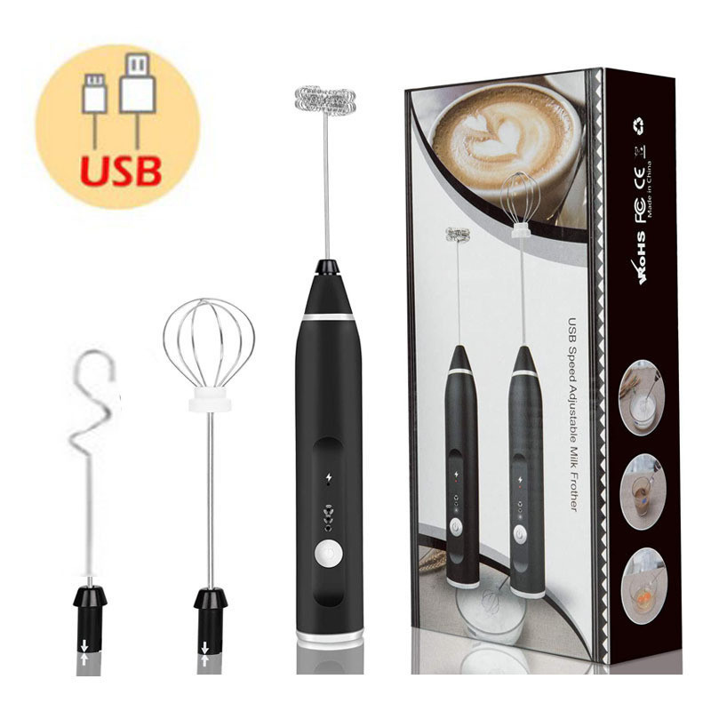 Barista 3 Speed Electric Milk Frother Kopi Rechargeable Bakery Egg Whisk Head Handheld Foam Maker Coffee Latte