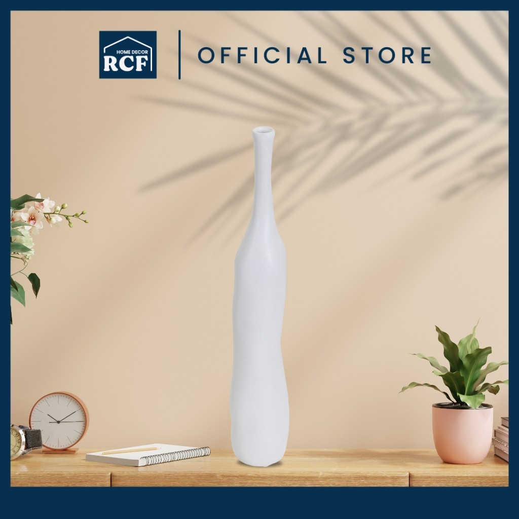 RCF Minimalist Elegant Narrow-Mouth Ceramic Vase Decor for Living Room | Pasu Seramik Hiasan Minimalis Elegan