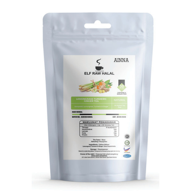 Chic Fashion ELIF TEA Lemongrass Turmeric Ginger Pure Herbal Series 30 Bag