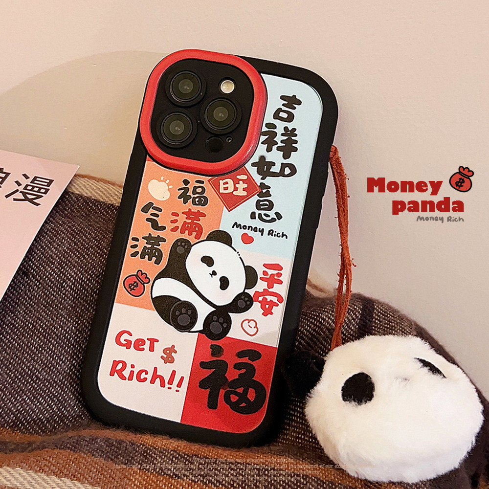 Lucky Panda Apple 15 Phone Case iphone14promax Chinese Style Cute 11 Suitable for 13 All-Inclusive