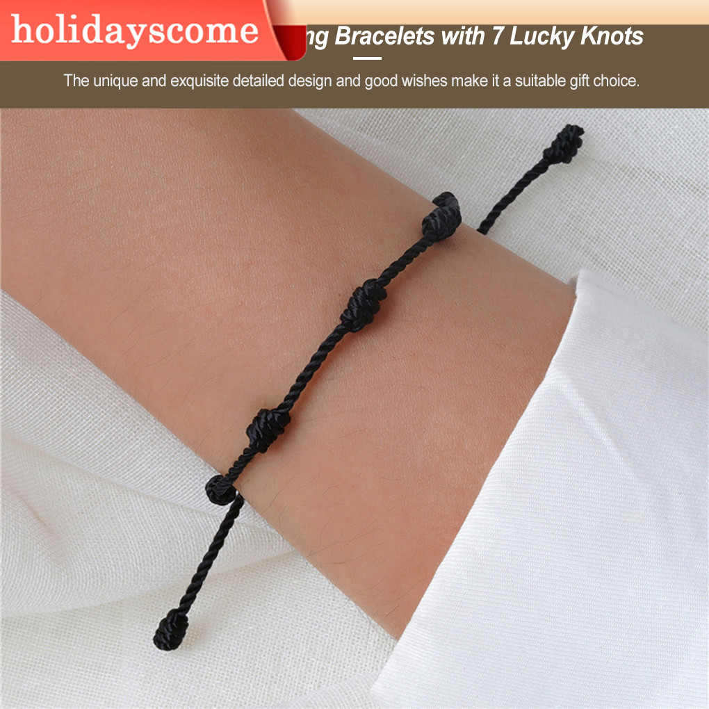 【Hclm】1/2/3/5 Knotted Bracelets with 7 Lucky Knots Length Woven Wristband Women Jewelry Supplies Handcrafted Hand Chain Teenagers