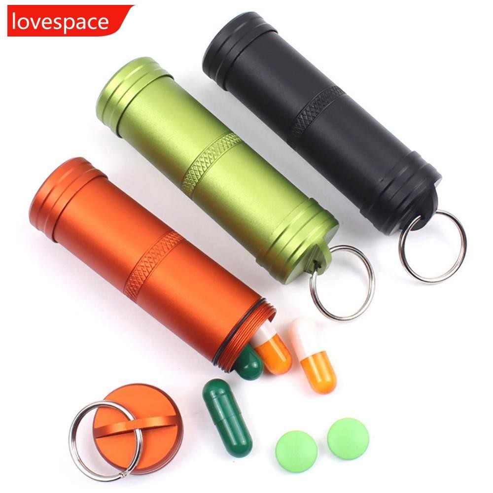 LOVESPACE 1Pc Capsule Outdoor Aviation Aluminum Alloy Waterproof Can EDC Portable Pill Sealed Box Outdoor Emergency Water Bottle K3N4